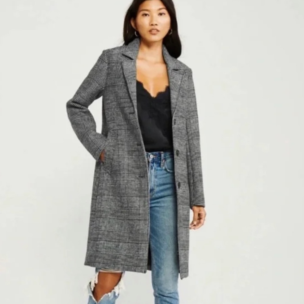Abercrombie & Fitch Long Wool-Blend Dad Coat